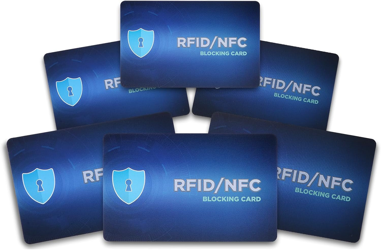 6 Pack RFID Blocking Card Entire Wallet Protection, Contactless NFC Bank Debit Credit Card Protector for Men&Women, Anti-Theft Slim Design ID Passport Card Guard Blocker, Travel Security